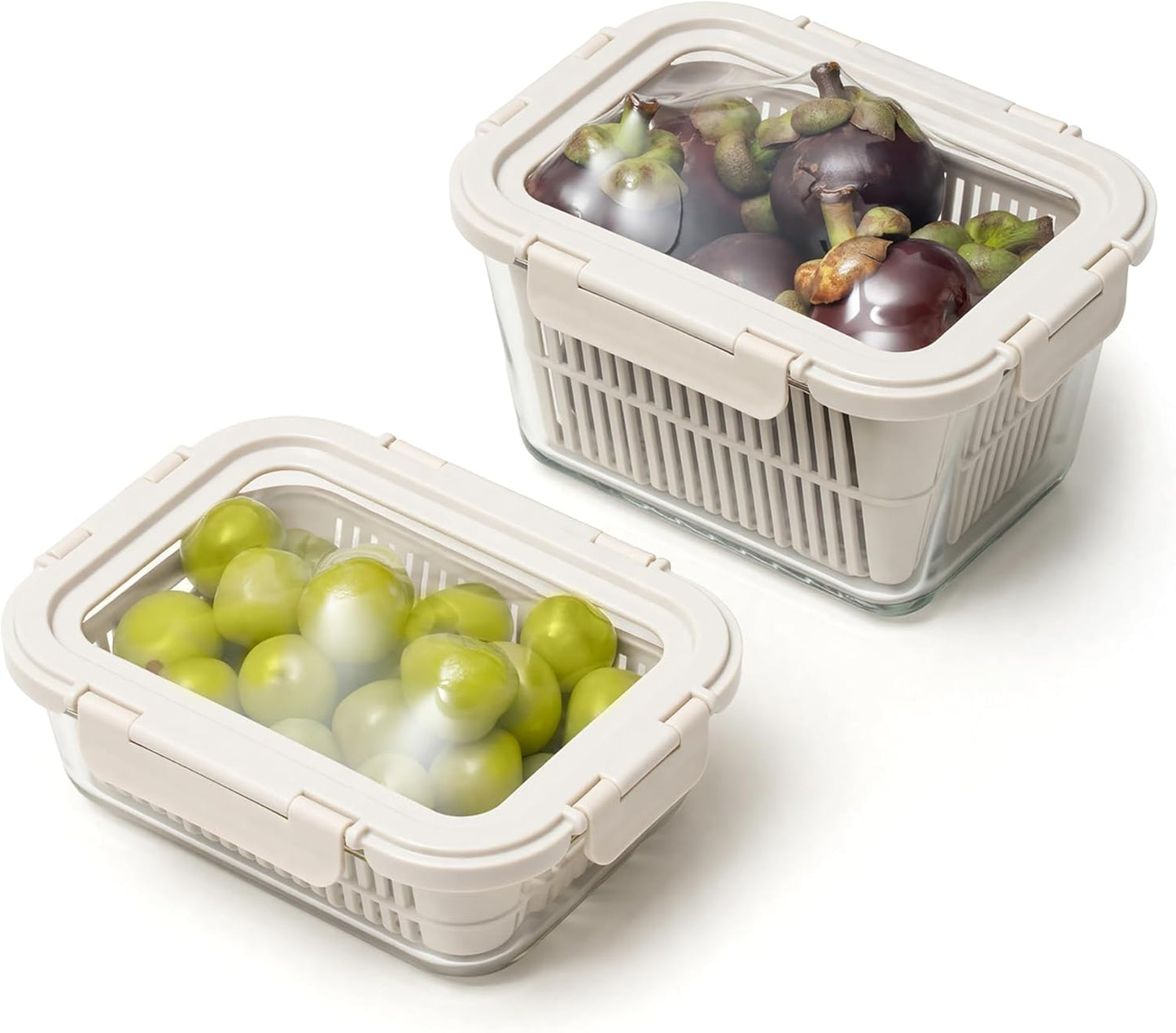 FreshKeep™ Glass Produce Storage Containers