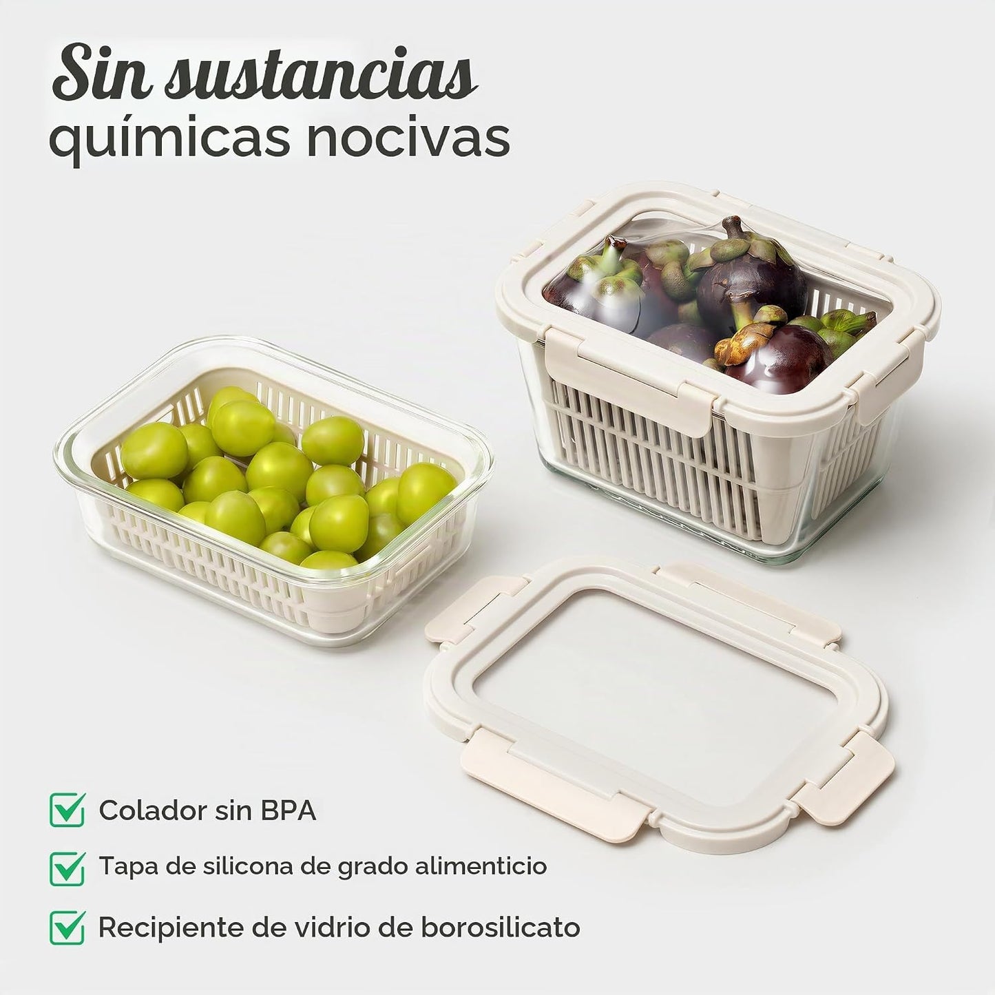FreshKeep™ Glass Produce Storage Containers