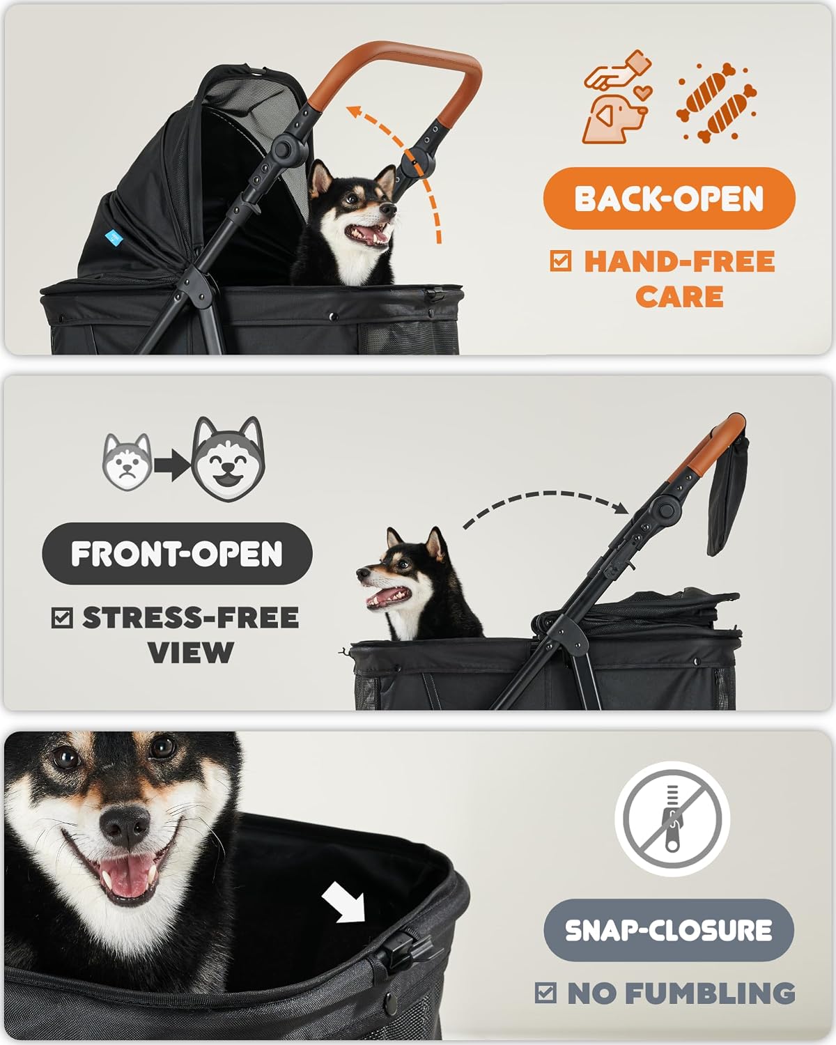 Zoosky Medium Dog Stroller for Large Dogs, Pet Stroller, Up to 66lbs