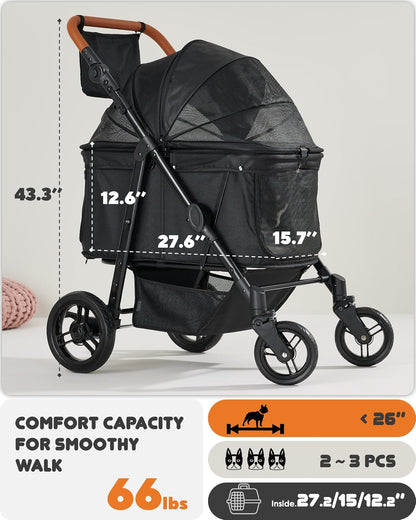 Zoosky Medium Dog Stroller for Large Dogs, Pet Stroller, Up to 66lbs